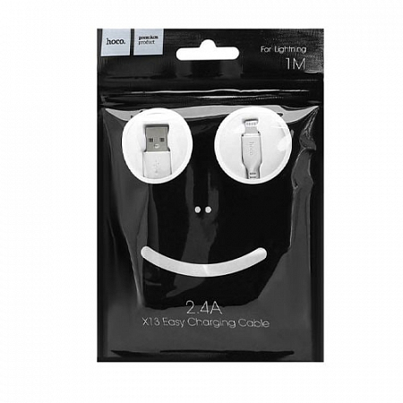 Кабель Lightning Hoco X13 Easy 2.4A 1m White