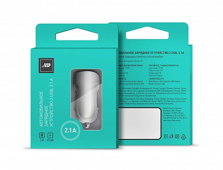АЗУ Vespa 2USB, 2,1A (белое)