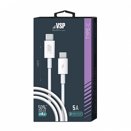Дата-кабель Type-C - Type-C, 5А, 1м, Power Delivery BoraSCО
